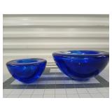 Cobalt blue glass candy dishes 4.5" & 7"