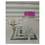 Glass beverage dispenser, plastic canister