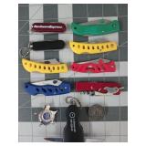 Asst pocket knives, multi-tools, pins