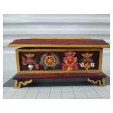 Interesting wood box with hinged lid and little