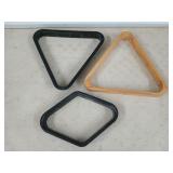 3 billiard ball racks, 1 is wooden