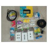 Box of assorted audio-visual ports, plugs,