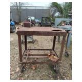 Steel work table on casters 34x34x24