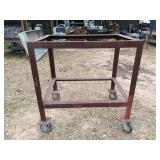 Steel work table frame on casters 37 x 25 x 35
