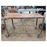Steel work table on casters 31x49x25