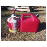 New plastic 1.5 gal gas jug, 1 gal Justrite