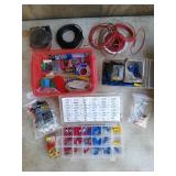 Asst wiring connectors, terminals, nuts, wire, etc