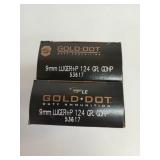 100 rds 9mm Luger+P 124 gr GDHP