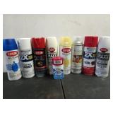 9 cans of assorted spray paint