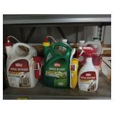 Shelf contents: insecticide, two-cycle fuel,