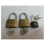 3 locks w/ keys