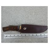 Knife in leather sheath 6.5" blade, new