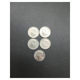 5 Kennedy halves 2- 1971/72/73/74