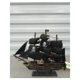 Wooden pirate ship 11" tall