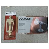 Polished brass door knocker, flood light holder,