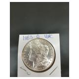 1883 O uncirculated Morgan silver dollar
