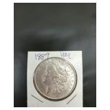 1889 uncirculated Morgan silver dollar