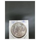 1884 O uncirculated Morgan silver dollar