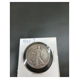 1937 S walking liberty half dollar