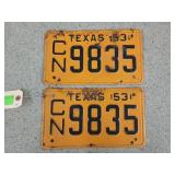 Set of 1953 Texas license plates