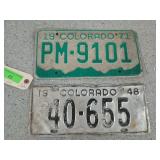 Aluminum 1948 Colorado license plate, 1971