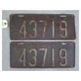 Set of 1919 New Jersey license plates