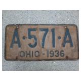 1936 Ohio license plate