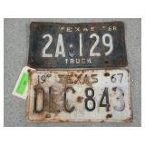 1967 - 1968 Texas license plates