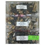 300 pcs once fired .45 auto brass