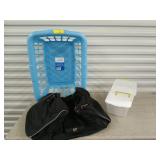 Nice duffel bag ,2small tubs with lids, and a