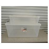 To sterilite tubs with lids large one is 105 quart