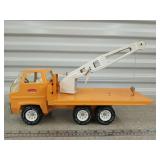 Antique metal/plastic Tonka flatbed crane truck