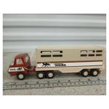 Antique metal/plastic Tonka cattle hauler