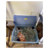 Plastic tub full of nice glasses