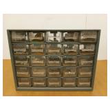 Plastic 25 bin organizer w/ asst screws, nuts, etc