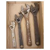 4 asst brand adjustable wrenches 8" - 12"