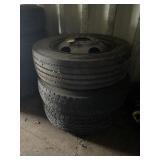 3 ct 225x70x19.5 wheels and tires, used