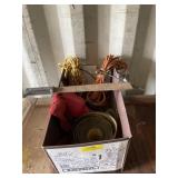 Jack, lug wrench, machete, rope, weed eater parts