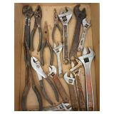 Adjustable wrenches, and needle nose pliers,