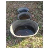 Three assorted feeds/water bucket