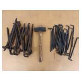 2 sizes tent stakes, hammer
