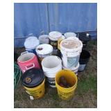 21 asst 5 gallon buckets, water coolers