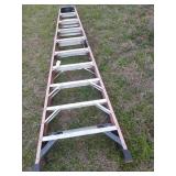 Werner 10 ft fiberglass ladder, legs on one side