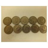 10 ct Kennedy half dollars: 2 x 1972, 2 x 1973,