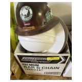 Five plastic hard hats