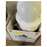 Five plastic hard hats