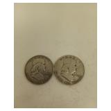 2 ct 1950 Franklin silver half dollars