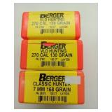 160 ct 270 cal bullets, 100 ct 7mm bullets