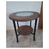 Side table w/ barley twist legs & glass insert