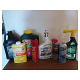 Weed and grass killer, rose fertilizer, muriatic